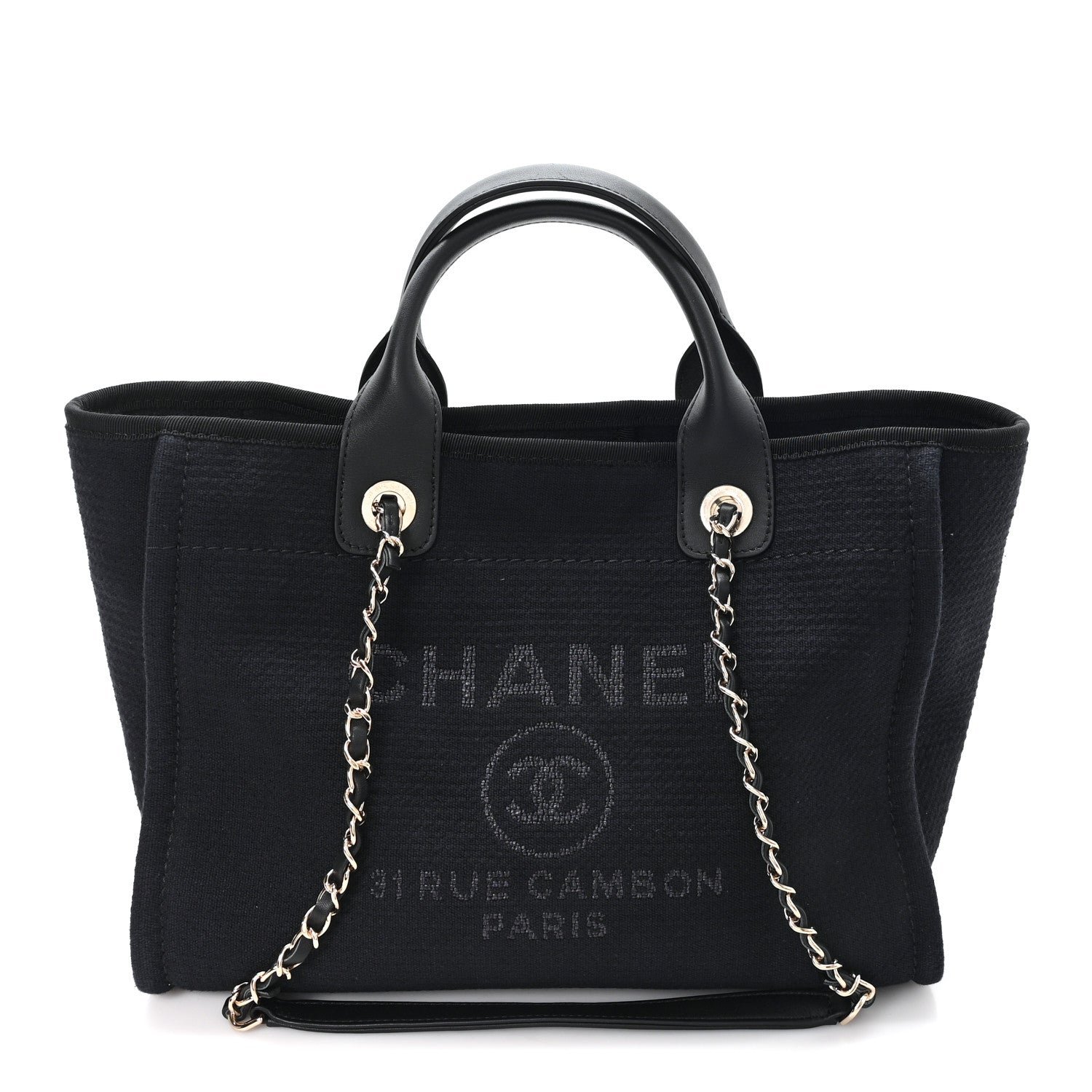 Chanel Mixed Fibers Small Deauville Tote Black