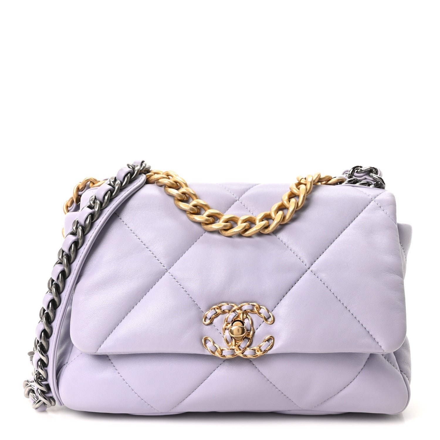 Chanel Lambskin Quilted Medium Chanel 19 Flap Light Purple