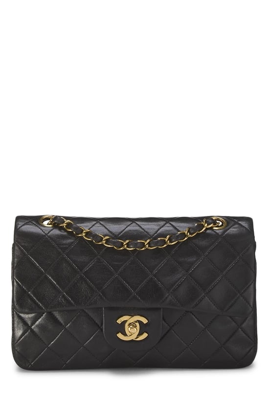 Black Quilted Lambskin Classic Double Flap Small