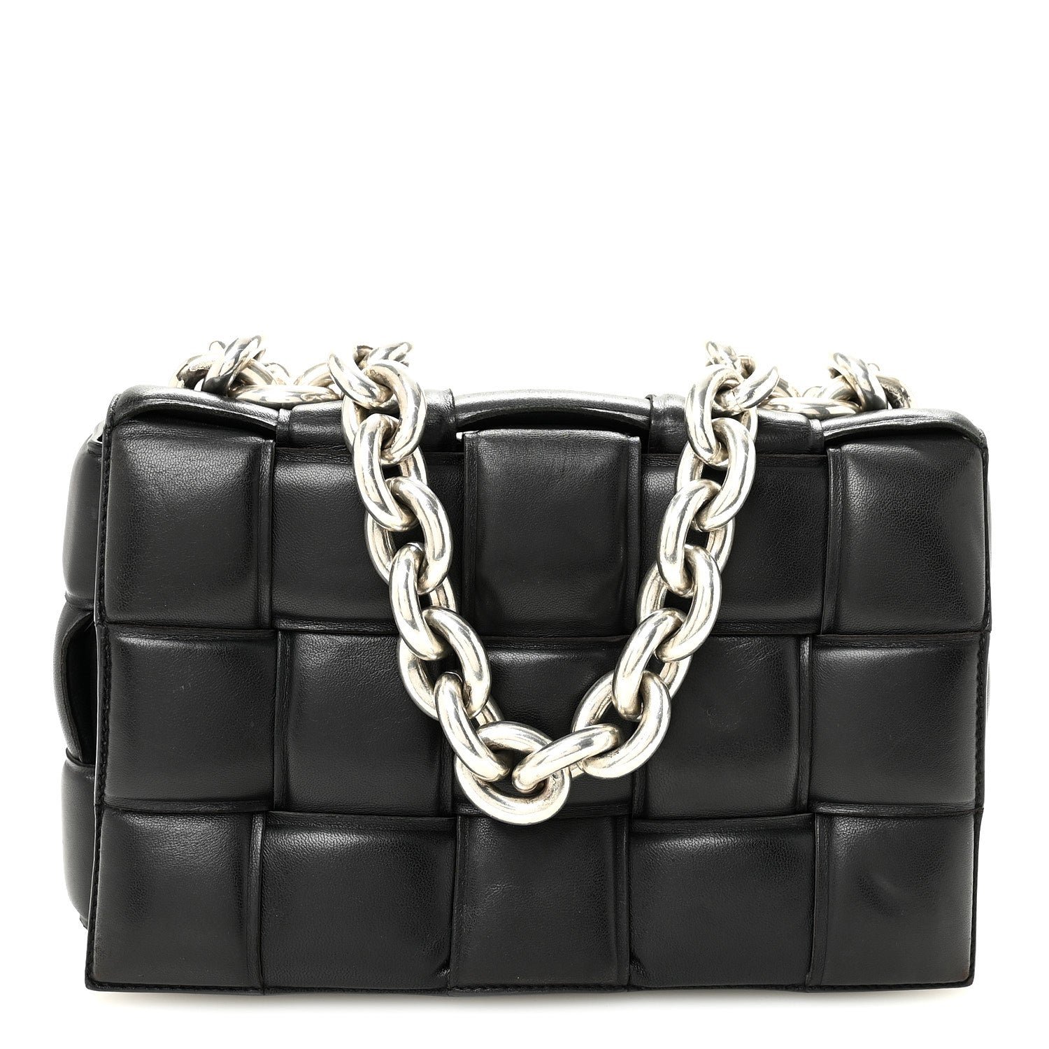 Bottega Veneta Bottega Veneta Lambskin Maxi Intreccio Padded Chain Cassette Crossbody Bag Black