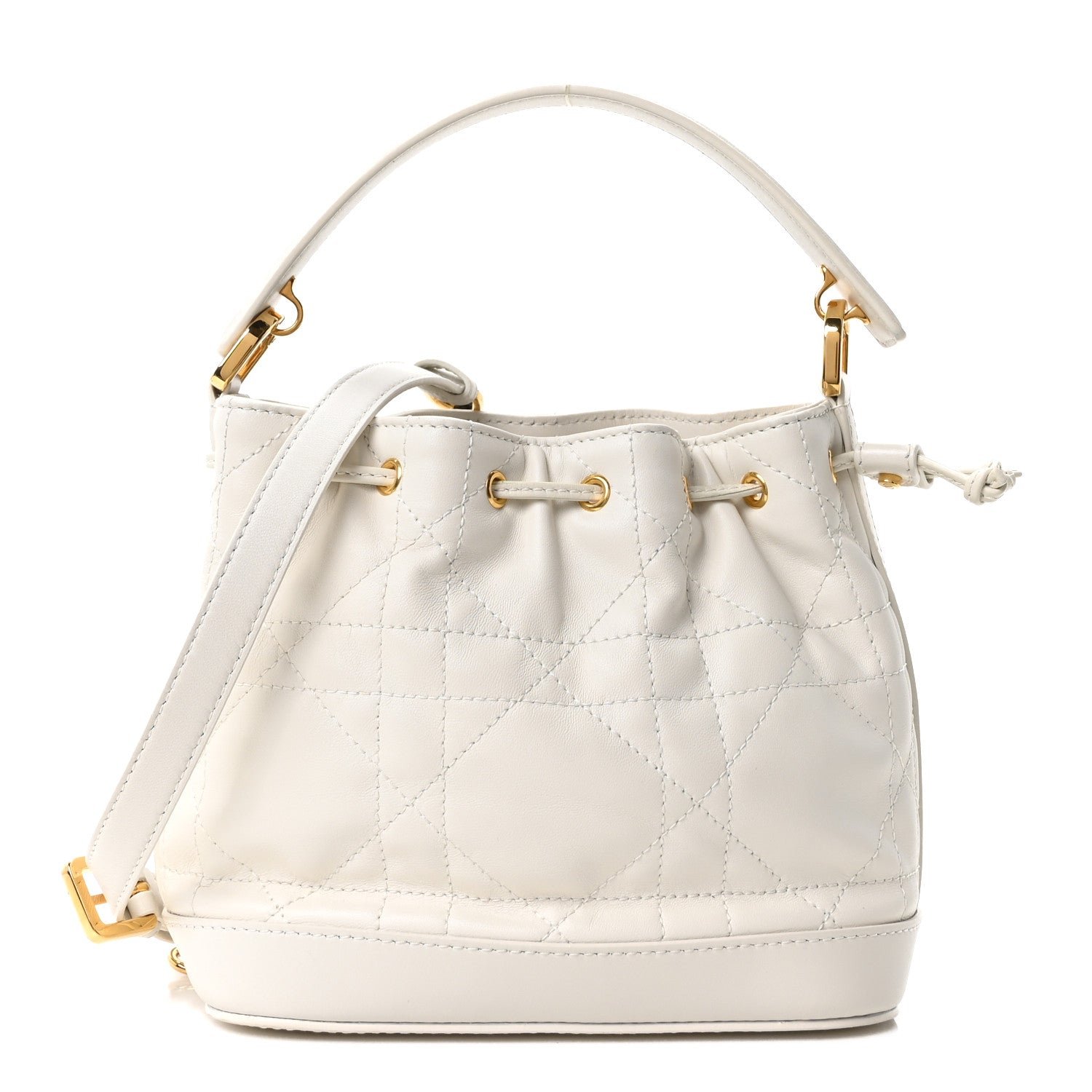 Christian Dior Lambskin Macrocannage Jolie Bucket Bag Latte