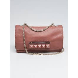 Valentino Valentino Brownish Leather Rockstud Va Va Voom Clutch Bag