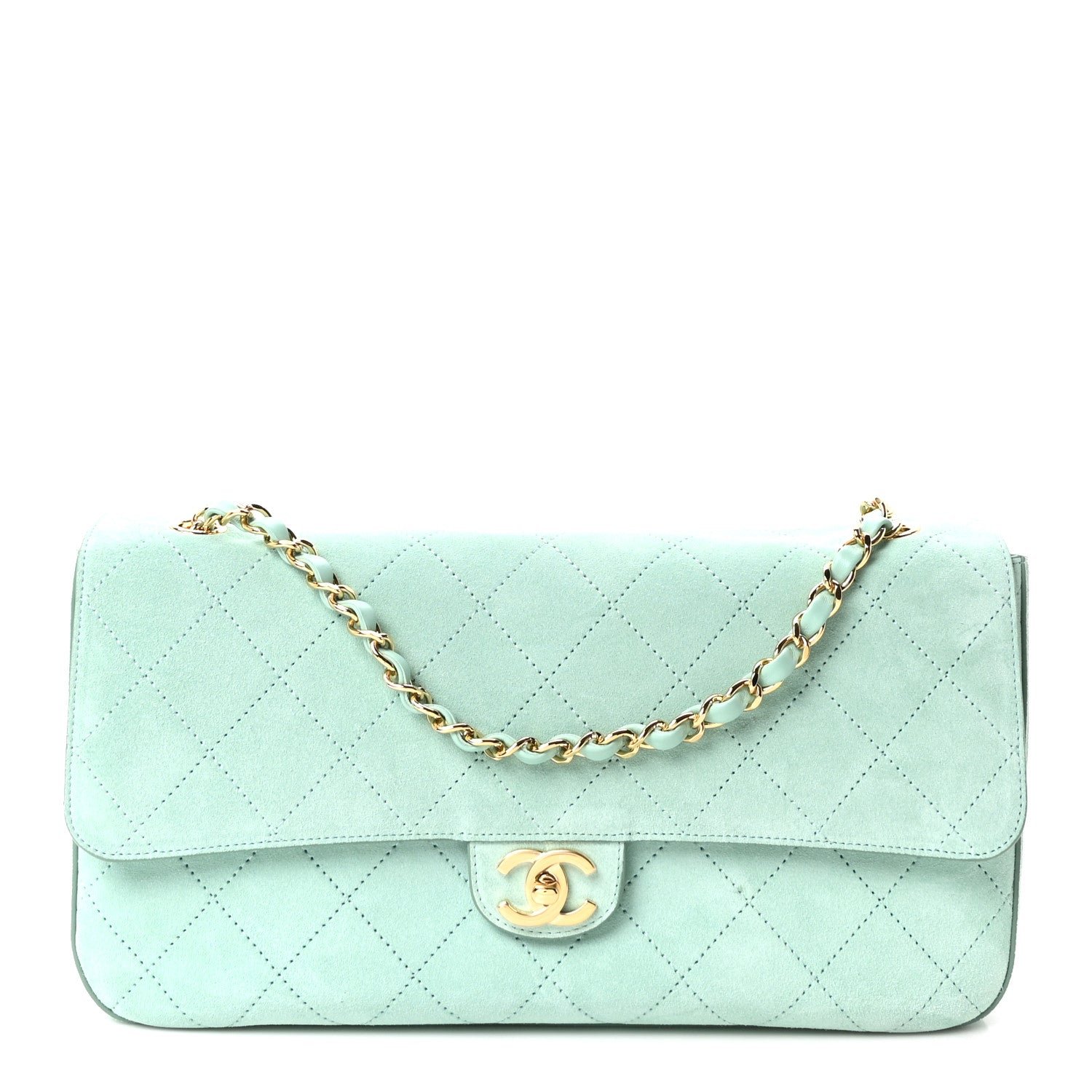 Chanel Suede Calfskin Small Souplissimo Maxi Flap Green