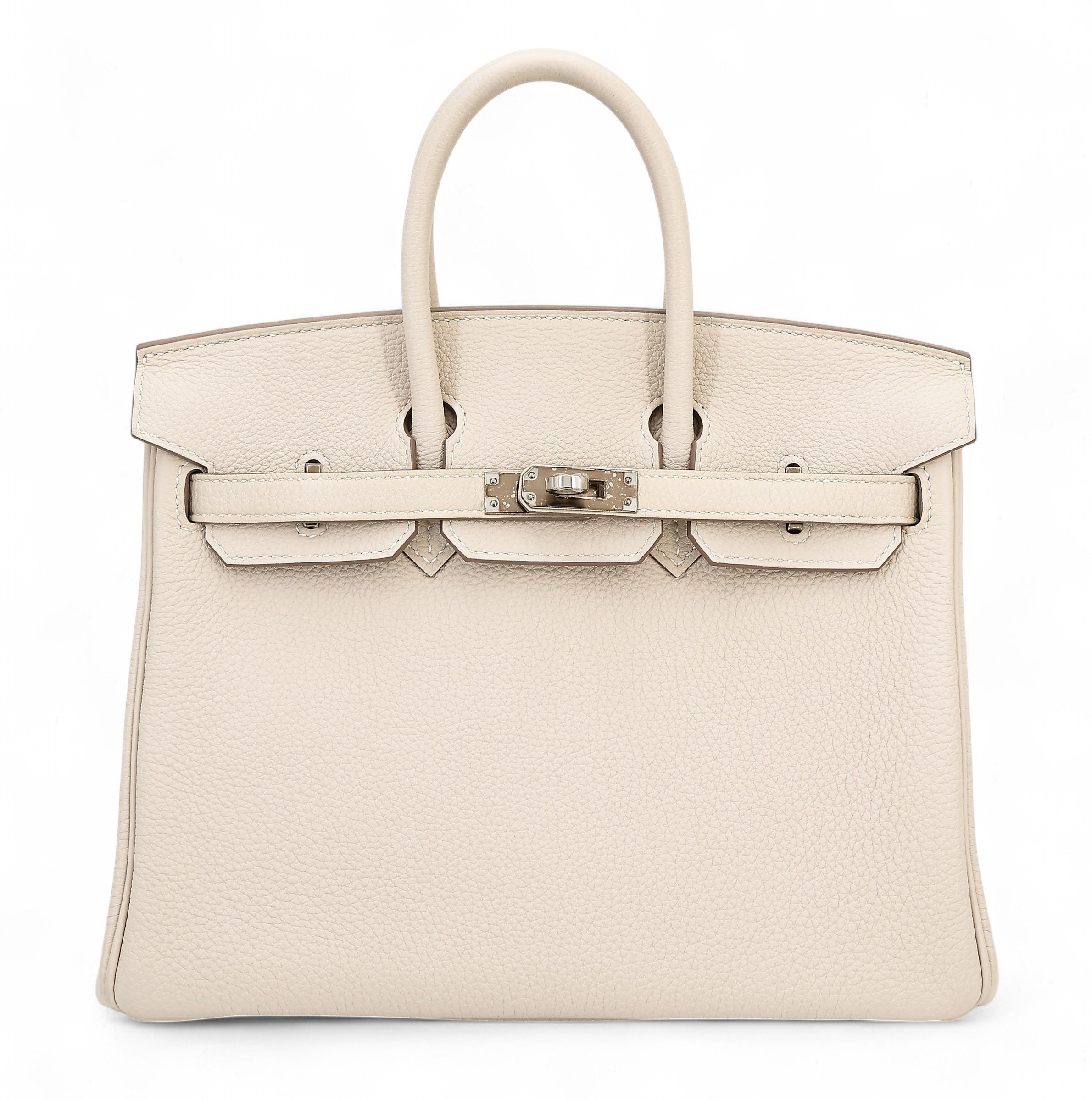 Hermes Excellent ( Rank SA ) HERMÈS Birkin 25 Craie (10) Togo Palladium hardware Z (2021)