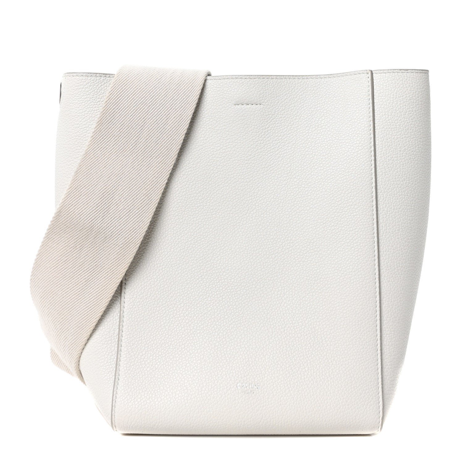 Celine Soft Grained Calfskin Small Sangle Bucket Bag White