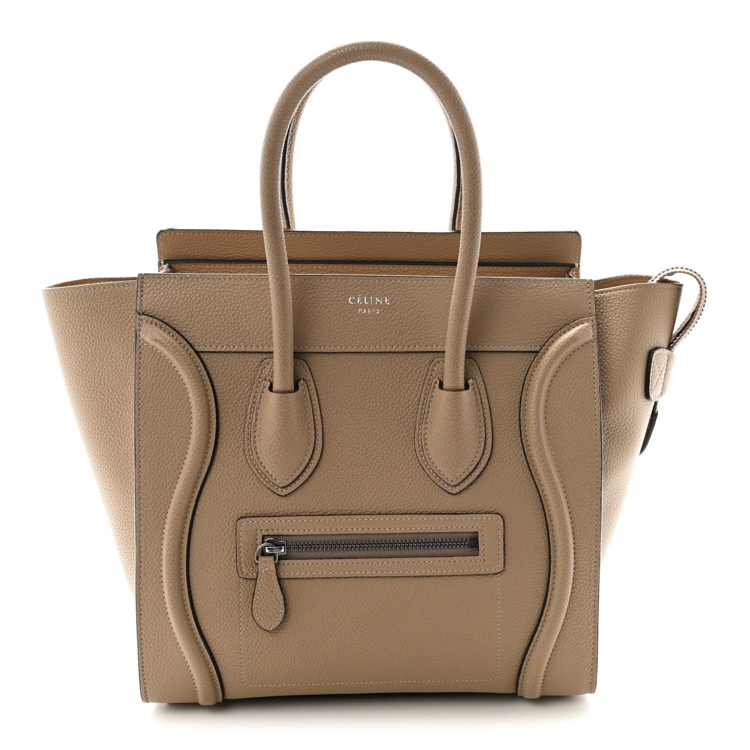Celine Drummed Calfskin Micro Luggage Dune