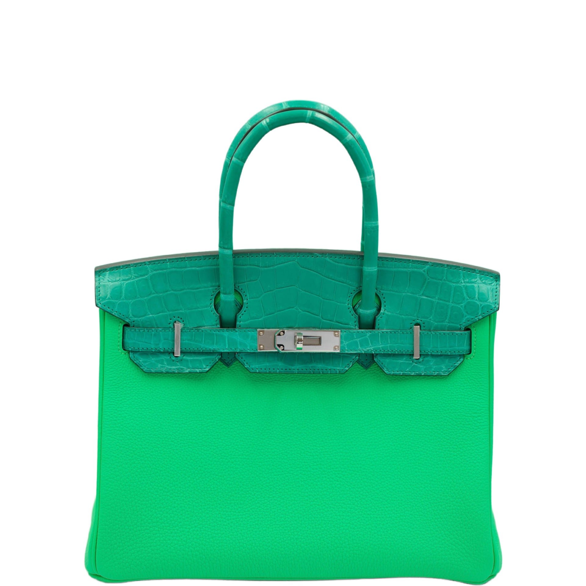 Hermes Hermès Touch Birkin 30 Vert Jade Matte Nilo Crocodile and Vert Comics Togo Palladium Hardware