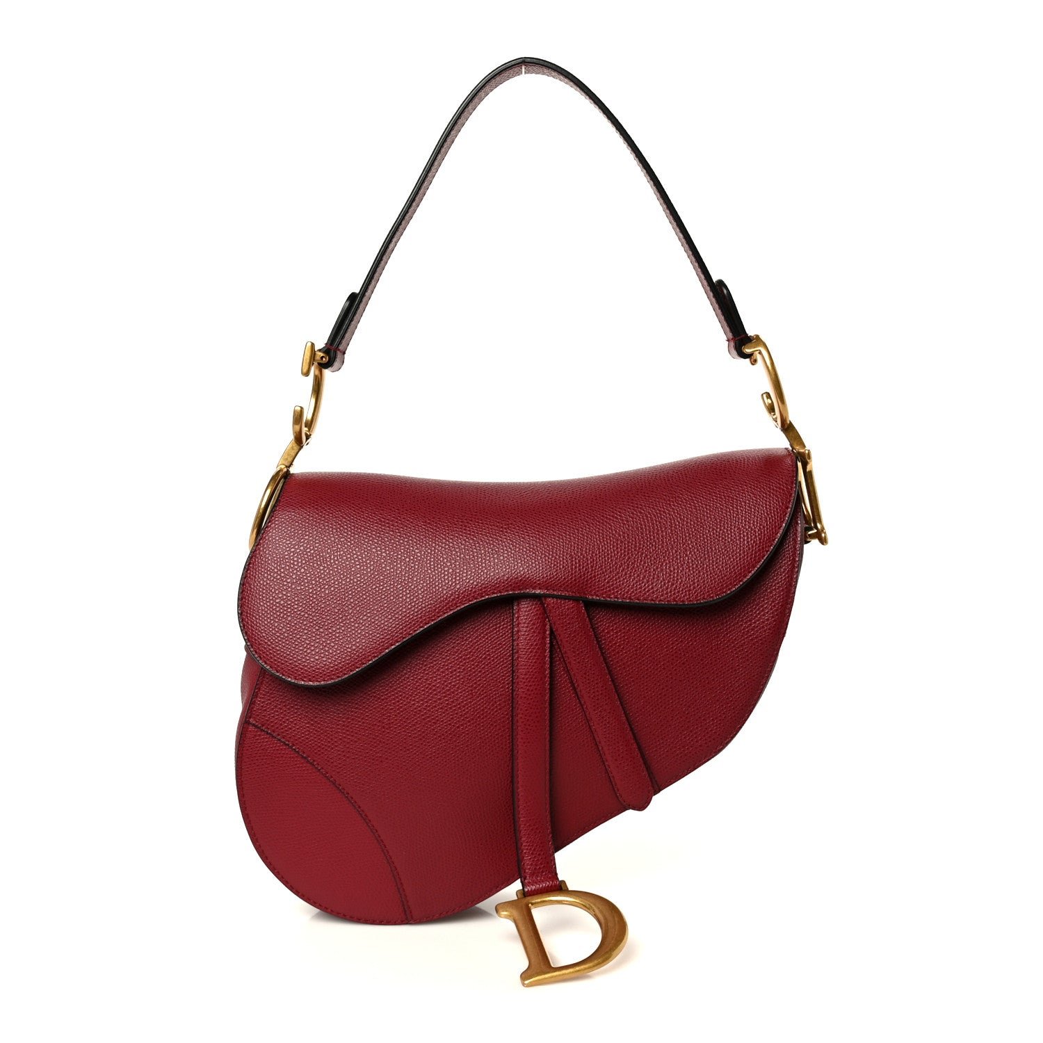 Christian Dior Grained Calfskin Saddle Bag Red