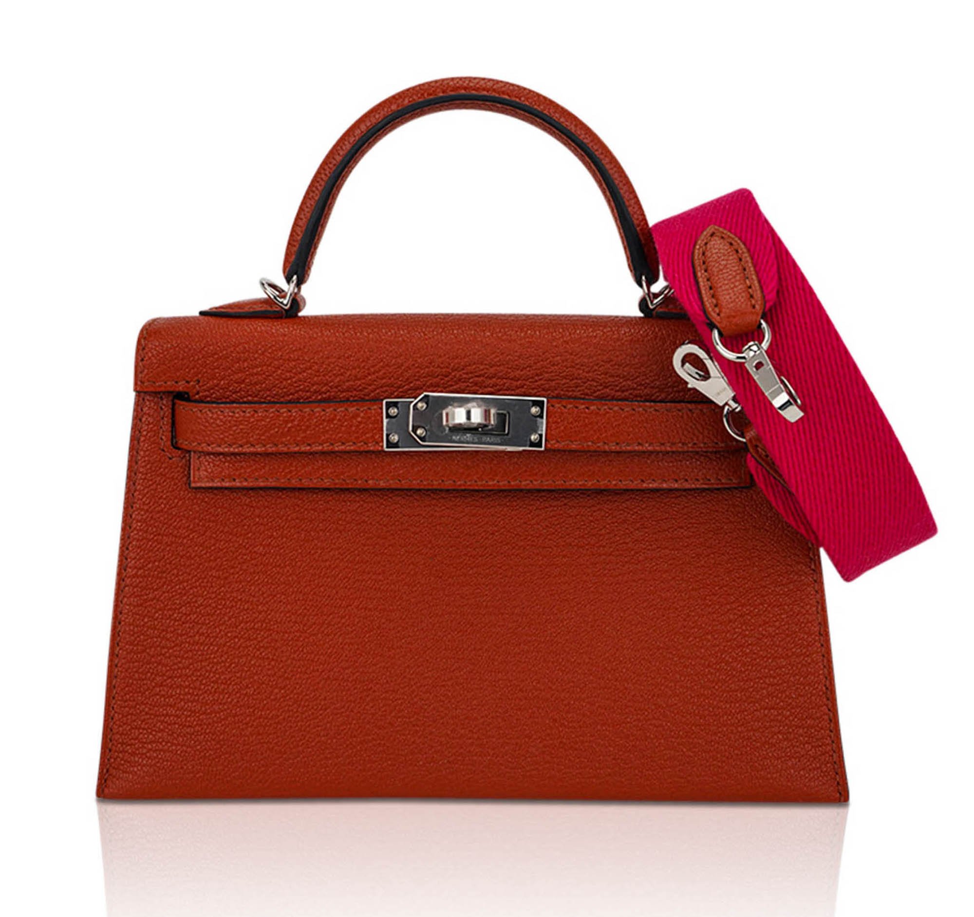 Hermes Hermes Mini Kelly 20 Bag Sellier Cuivre Chevre Leather with Palladium Hardware