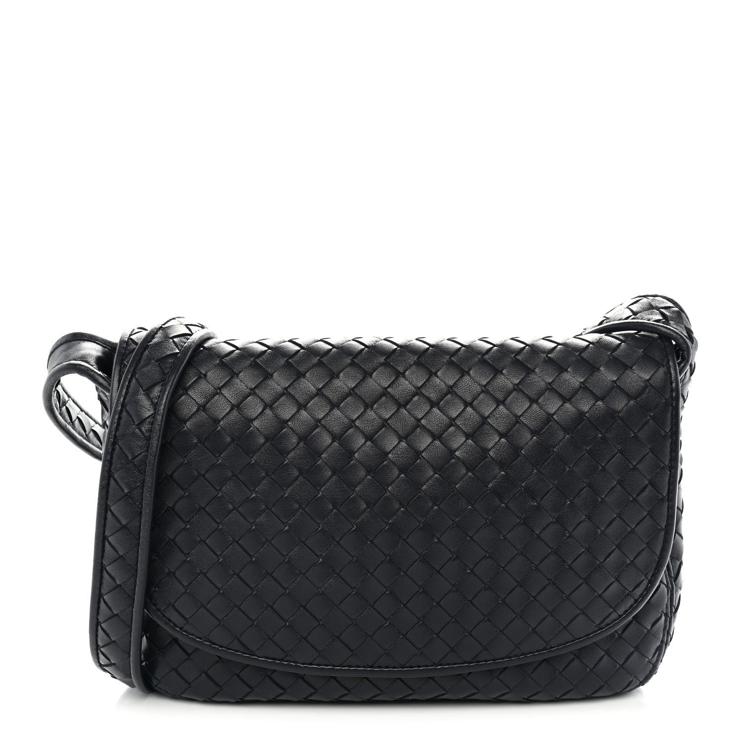 Bottega Veneta Nappa Intrecciato Medium Veneto Messenger Bag Midnight