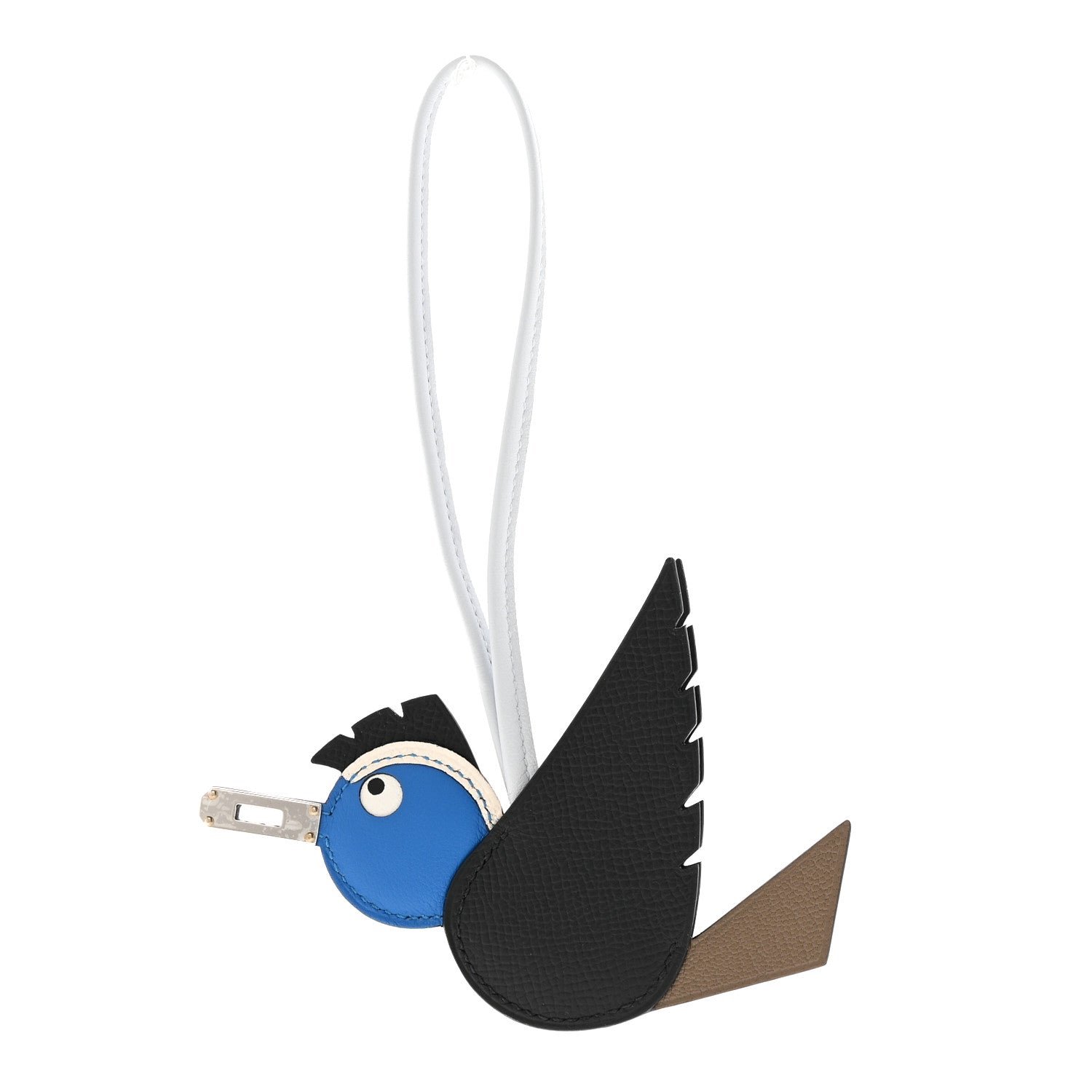 Hermes Hermes Epsom Swift Chevre Mysore Birdy Bag Charm Black Etoupe Bleu Hydra Bleu Brume