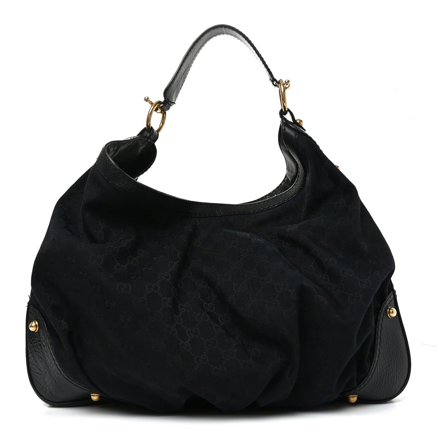 Gucci Monogram Large Jockey Hobo Black