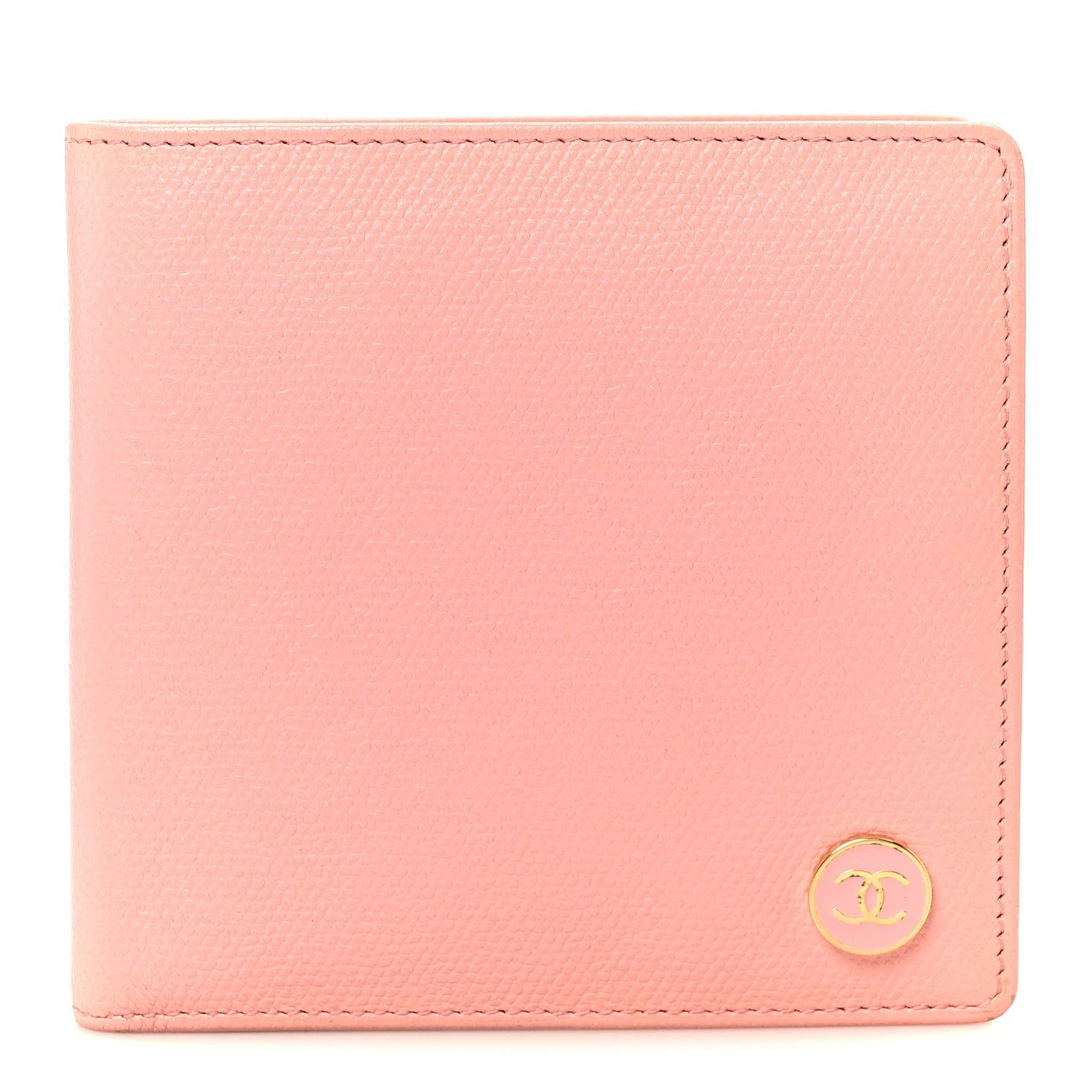 Chanel Caviar CC Button Bi-Fold Wallet Pink