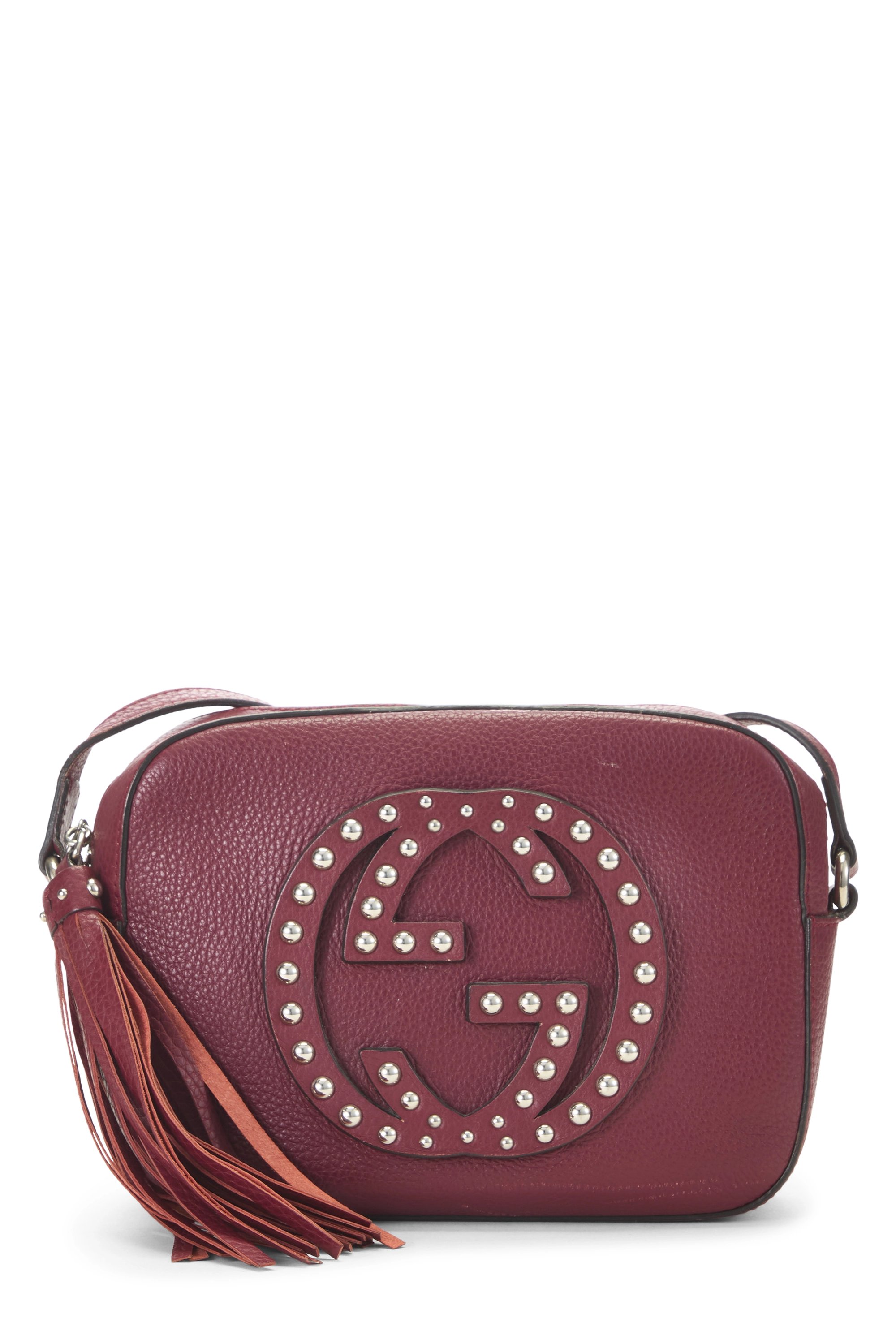 Burgundy Grained Leather Studded Soho Disco