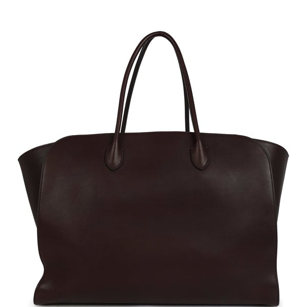 The Row The Row Marlo 17 Tote Bag Chestnut Saddle Leather Silver Hardware