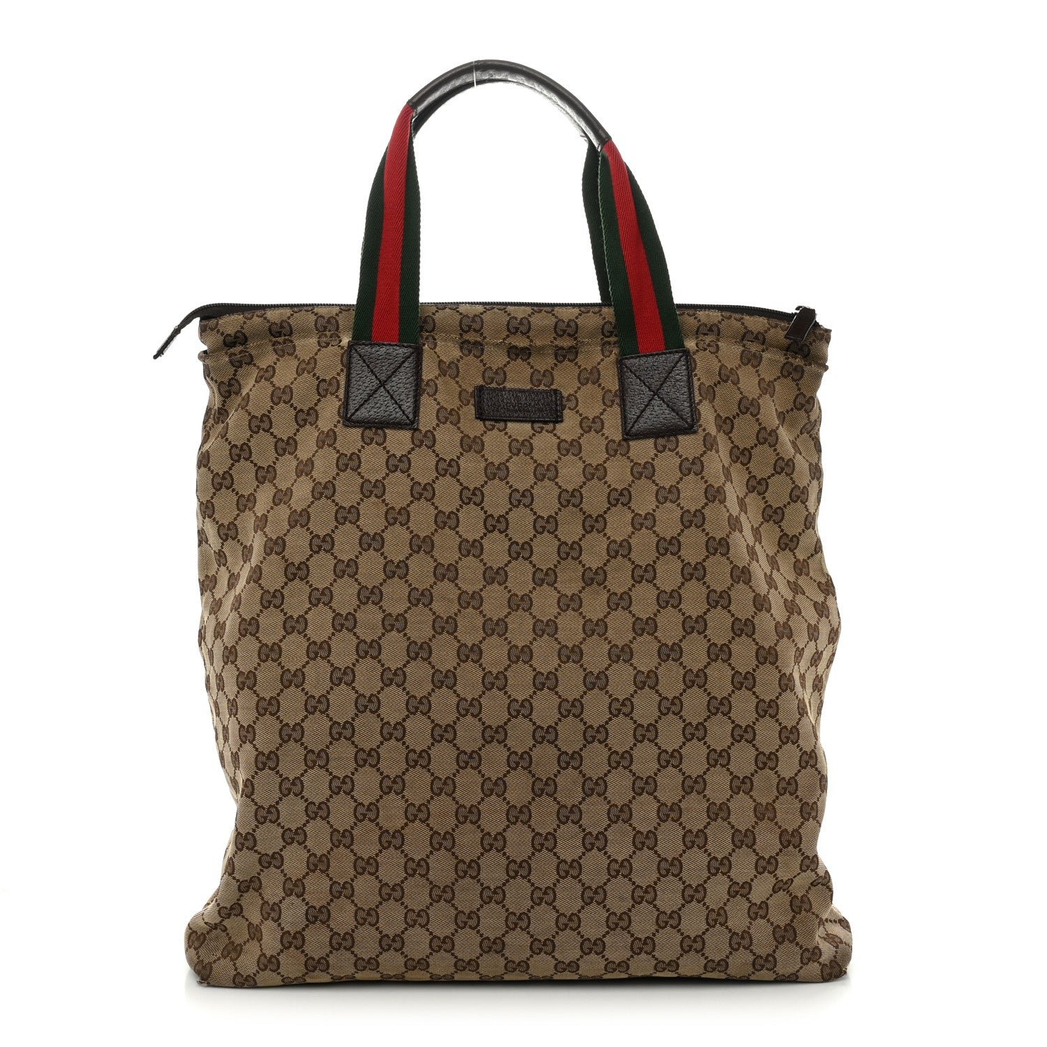 Gucci GG Monogram Large Web Handle Vertical Tote Dark Brown
