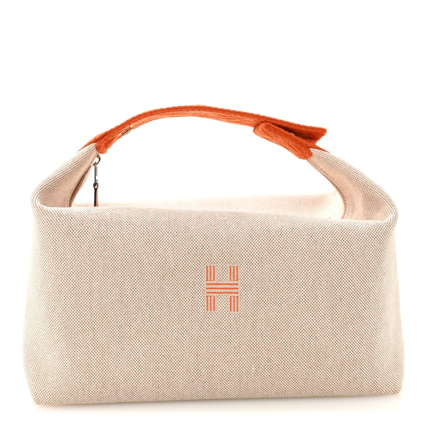 Hermes Canvas Large Bride-A-Brac Pouch Natural Orange