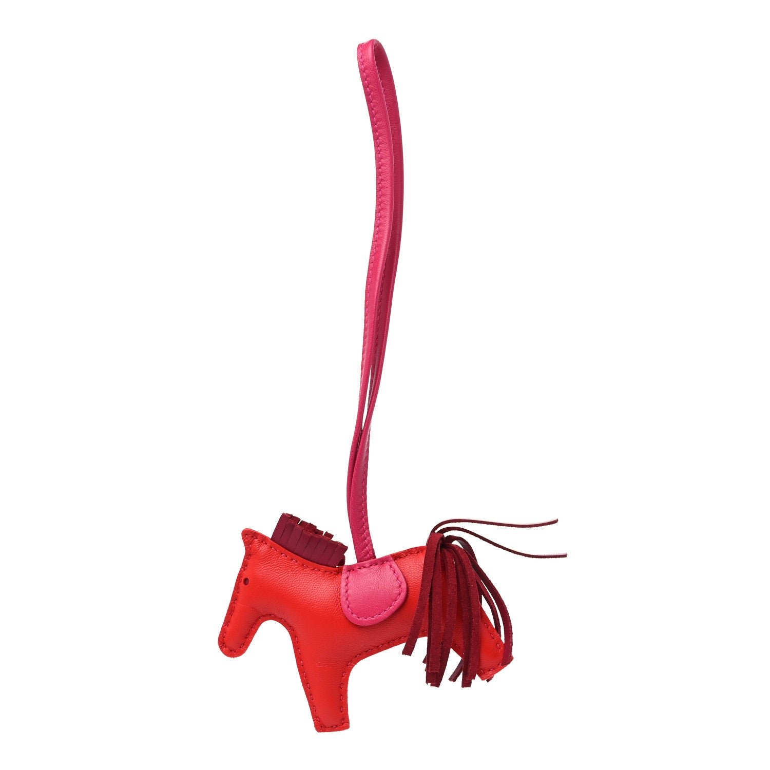 Hermes Milo Lambskin Grigri Rodeo Horse Bag Charm PM Rouge Indien Rubis Rose Mexico