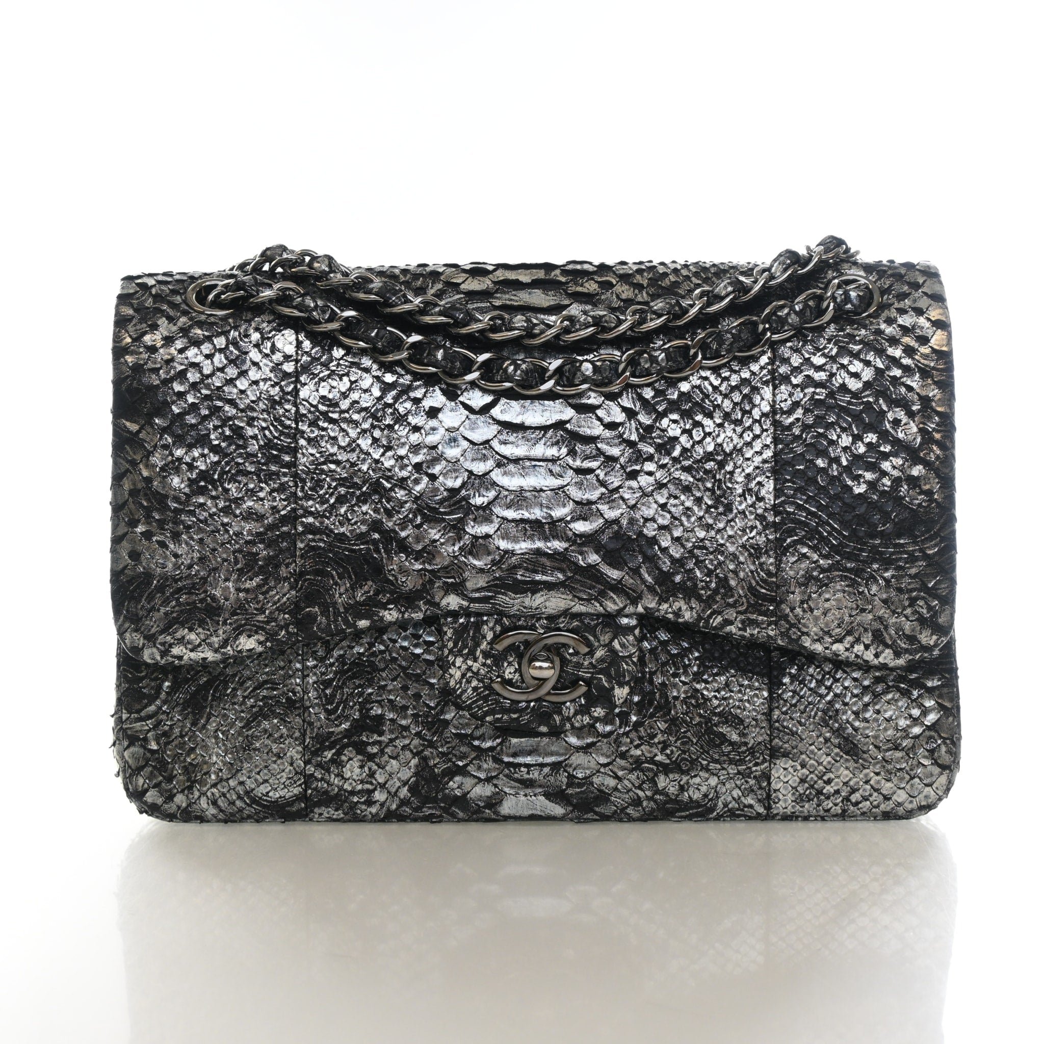 Chanel Jumbo Python Classic Double Flap Bag
