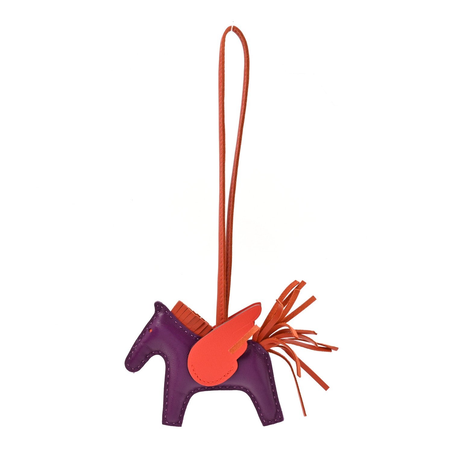Hermes Milo Lambskin Grigri Rodeo Pegase Horse Bag Charm PM Violet Cornaline Capucine