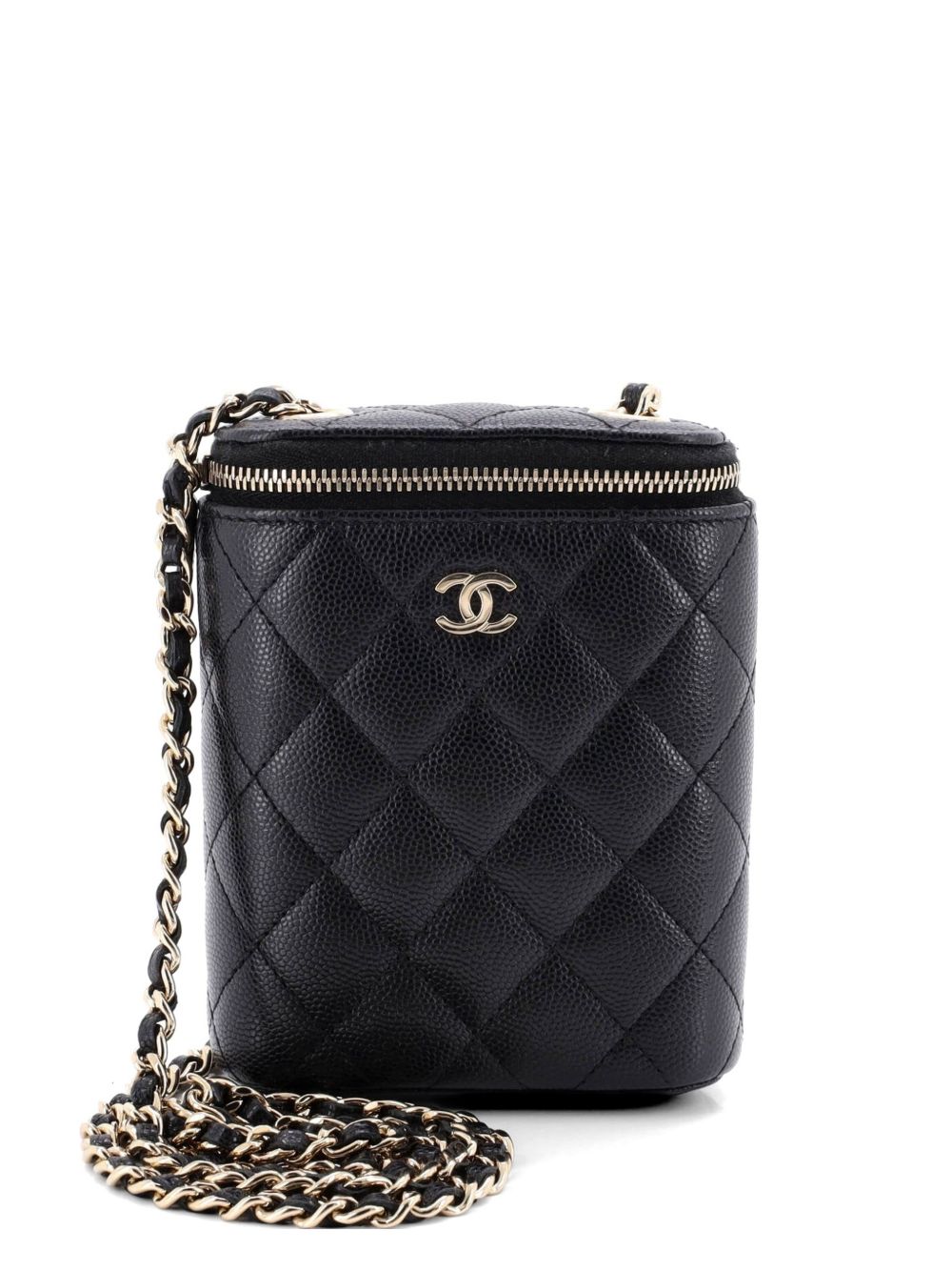 Vertical Classic Vanity Case with Chain Quilted Caviar Small shoulder bag