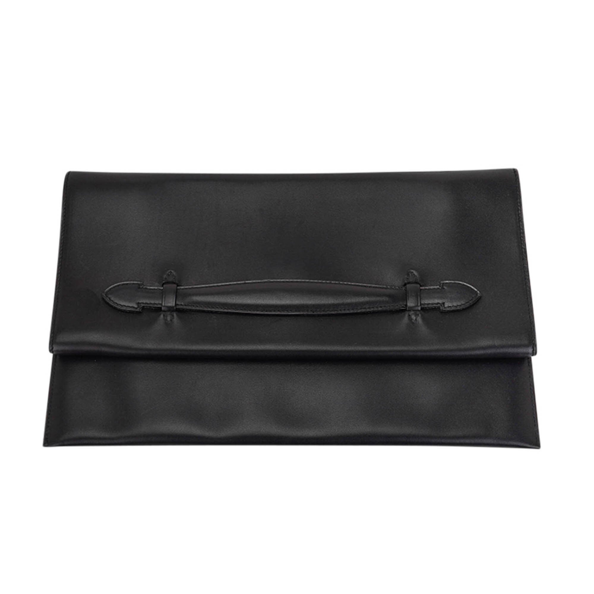 Hermes Hermes Piplat Clutch Bag Black Evercolor Leather