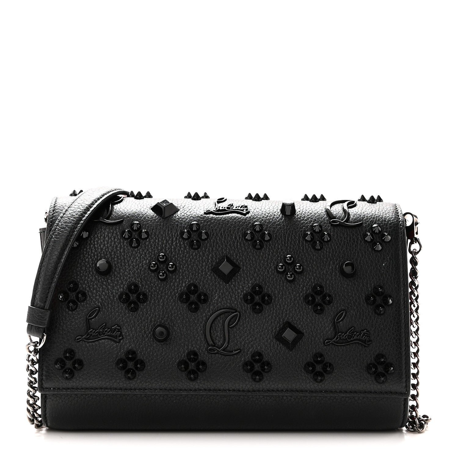 Christian Louboutin Christian Louboutin Calfskin Spikes Loubinthesky Paloma Clutch Black