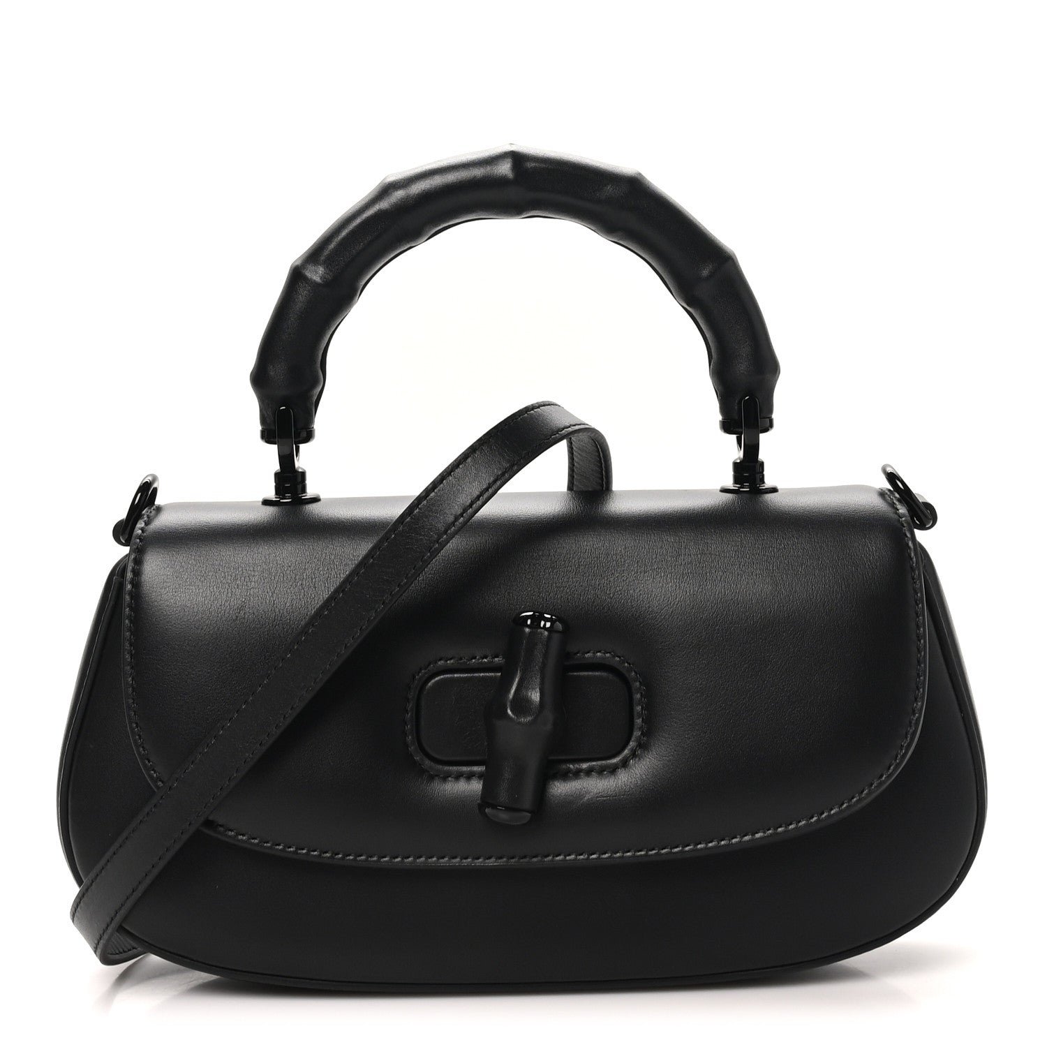 Gucci Calfskin Medium Bamboo Black