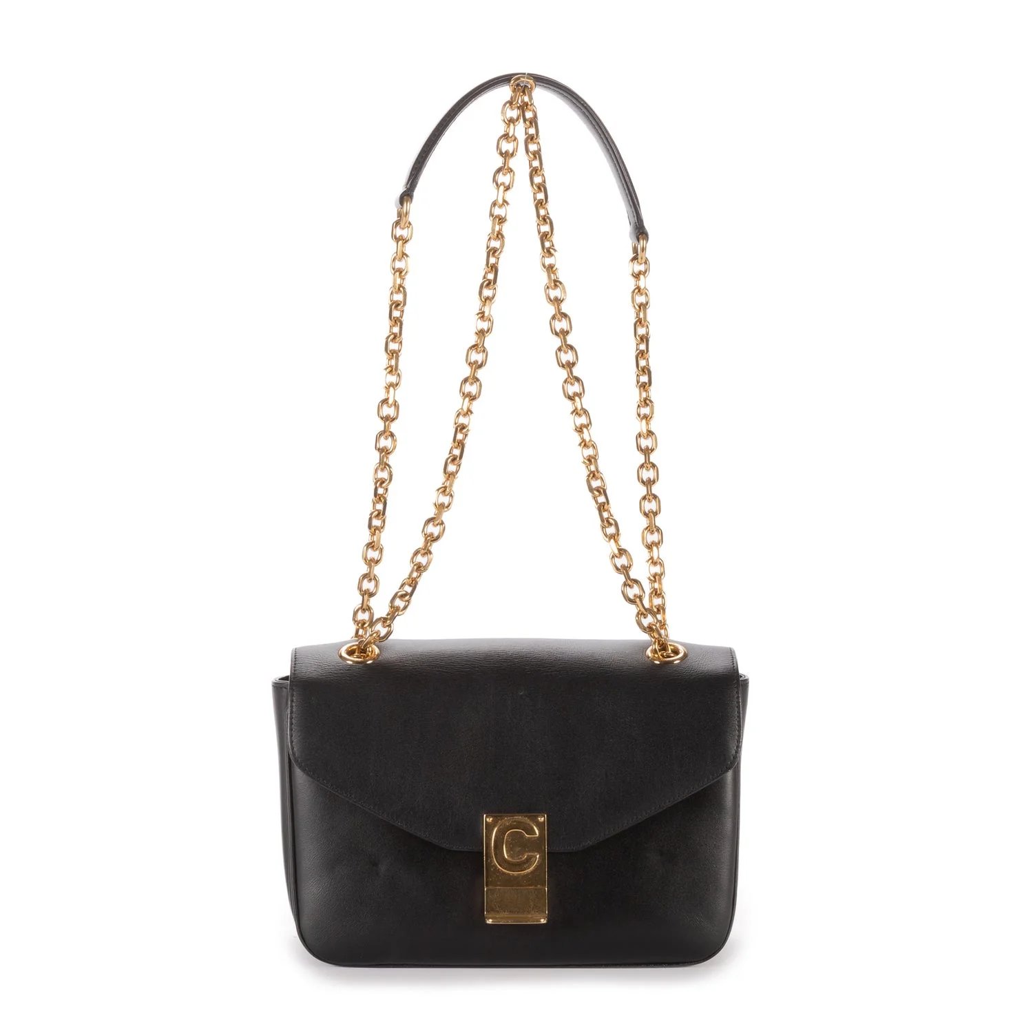 Leather C Chain Flap