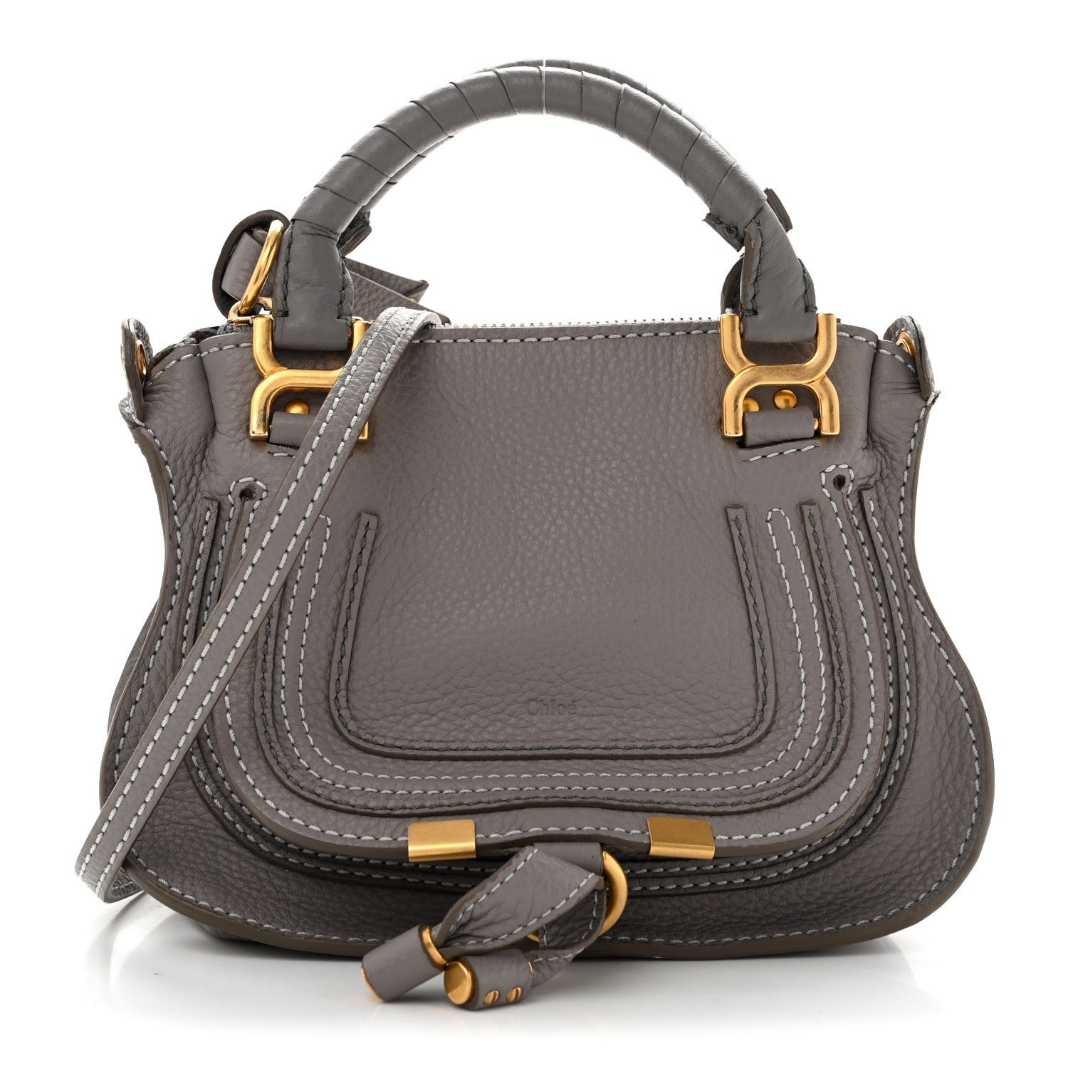 Chloe Calfskin Mini Marcie Satchel Cashmere Grey