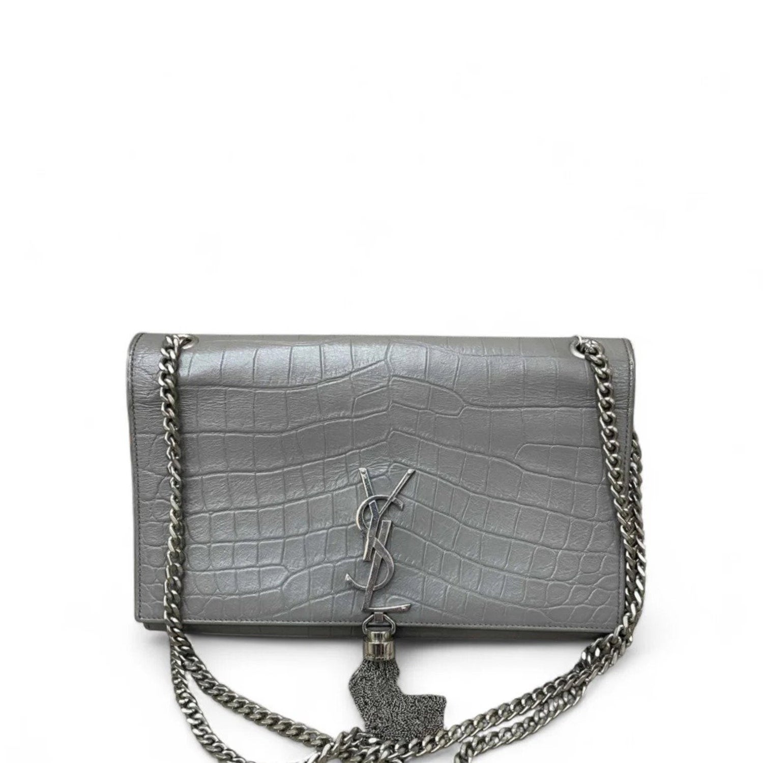 Saint Laurent Embossed Crocodile Kate Medium