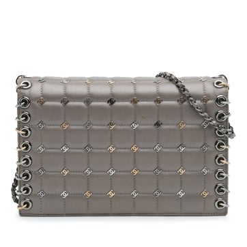 Chanel Small Lambskin Chocolate Bar CC Piercing Studded Chain Flap