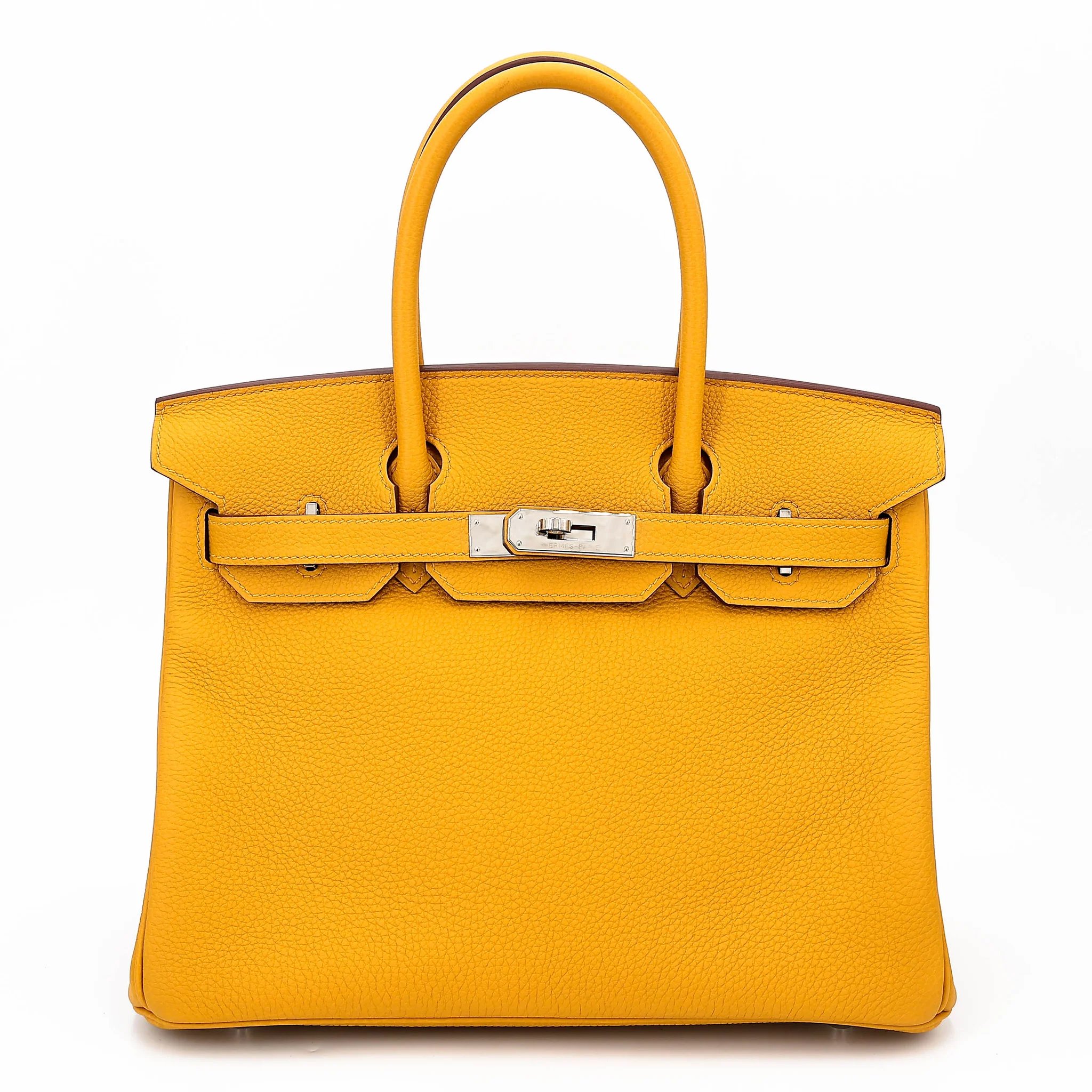 Very Good ( Rank A) HERMÈS Birkin 30 Jaune Ambre (9D) Togo Palladium hardware C (2018)