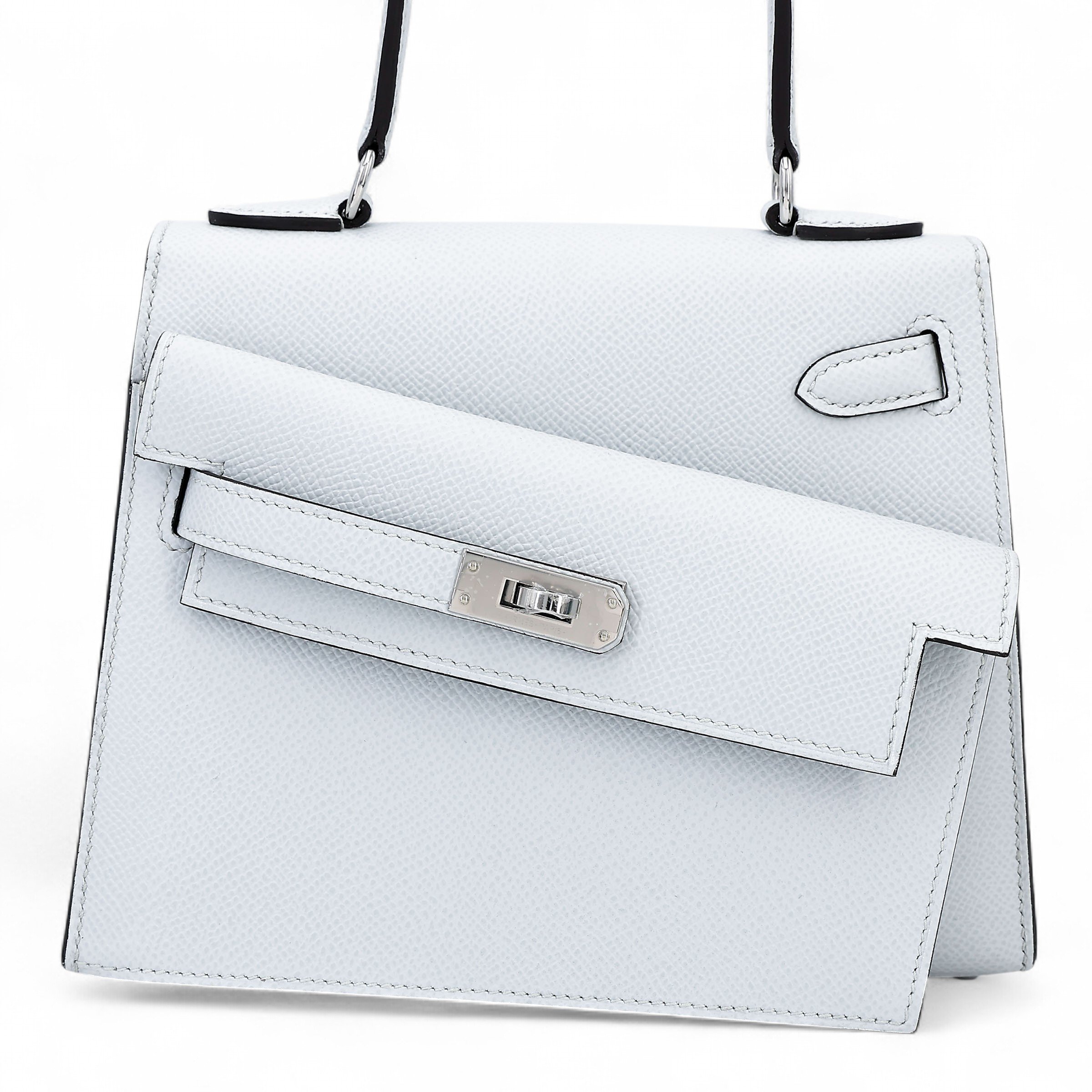Hermes Brand New ( Rank N ) HERMÈS Limited Edition Kelly 20 en Desordre Gris Platine (N4) Epsom Palladium hardware W (2024)