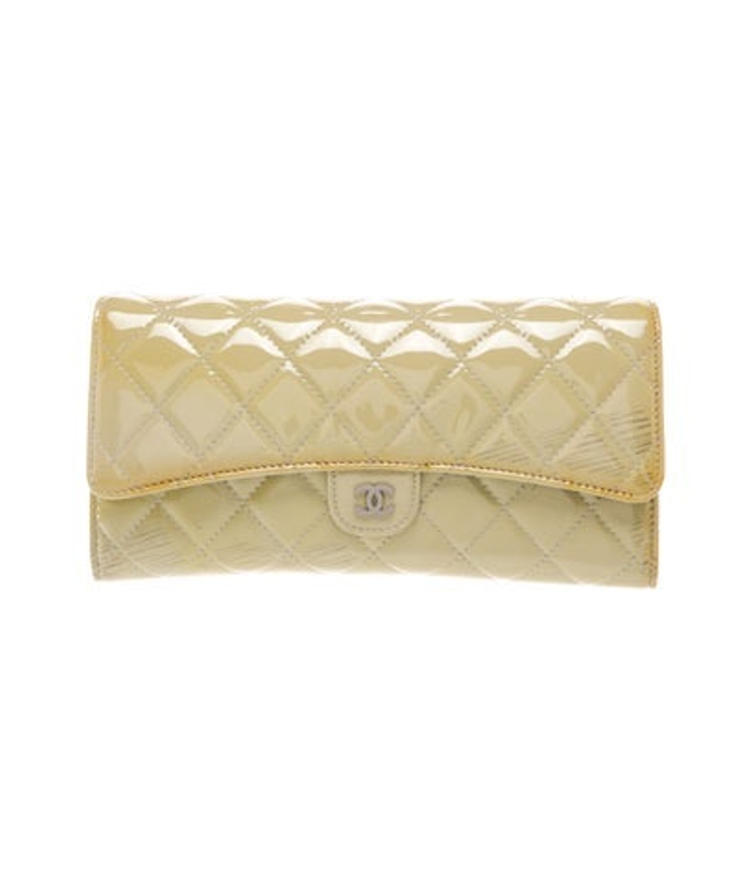 Chanel Patent Quilted Travel Clutch