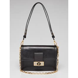 Louis Vuitton Louis Vuitton Black Leather Dauphine MM Bag
