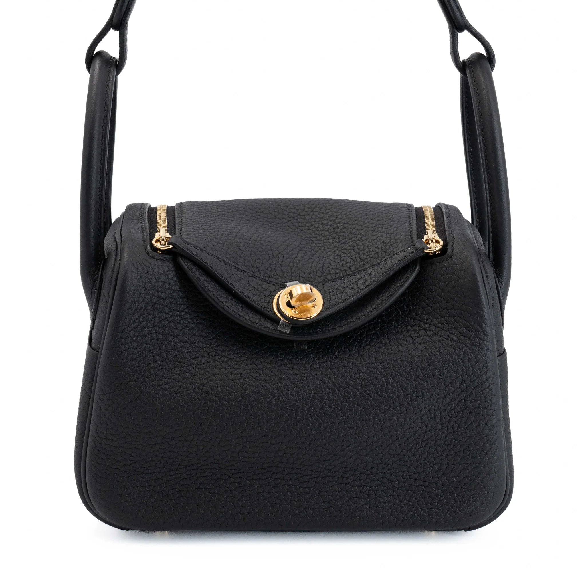 Brand New ( Rank N ) HERMÈS Mini Lindy Noir (89) Clemence Gold hardware K (2025)