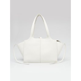 Celine Celine White Pebbled Leather Small Tri-Fold Shoulder Bag