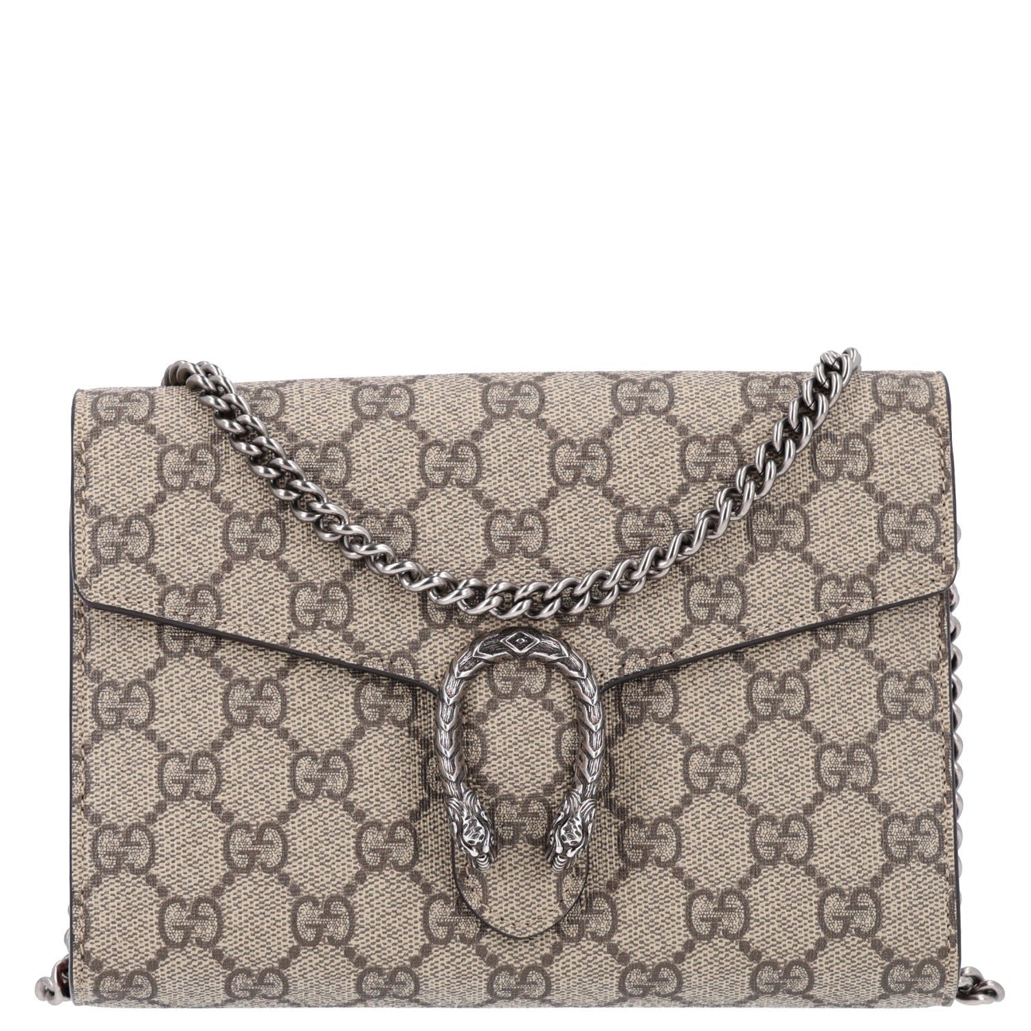 Gucci GG Supreme Monogram Mini Dionysus Chain Wallet Beige Vulcanic Red