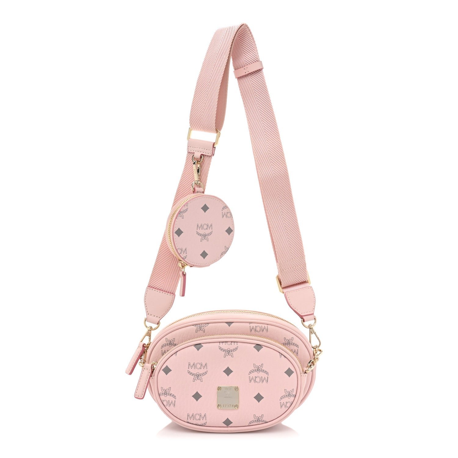 MCM Visetos Small Aren Multifunction Crossbody Pouch Powder Pink