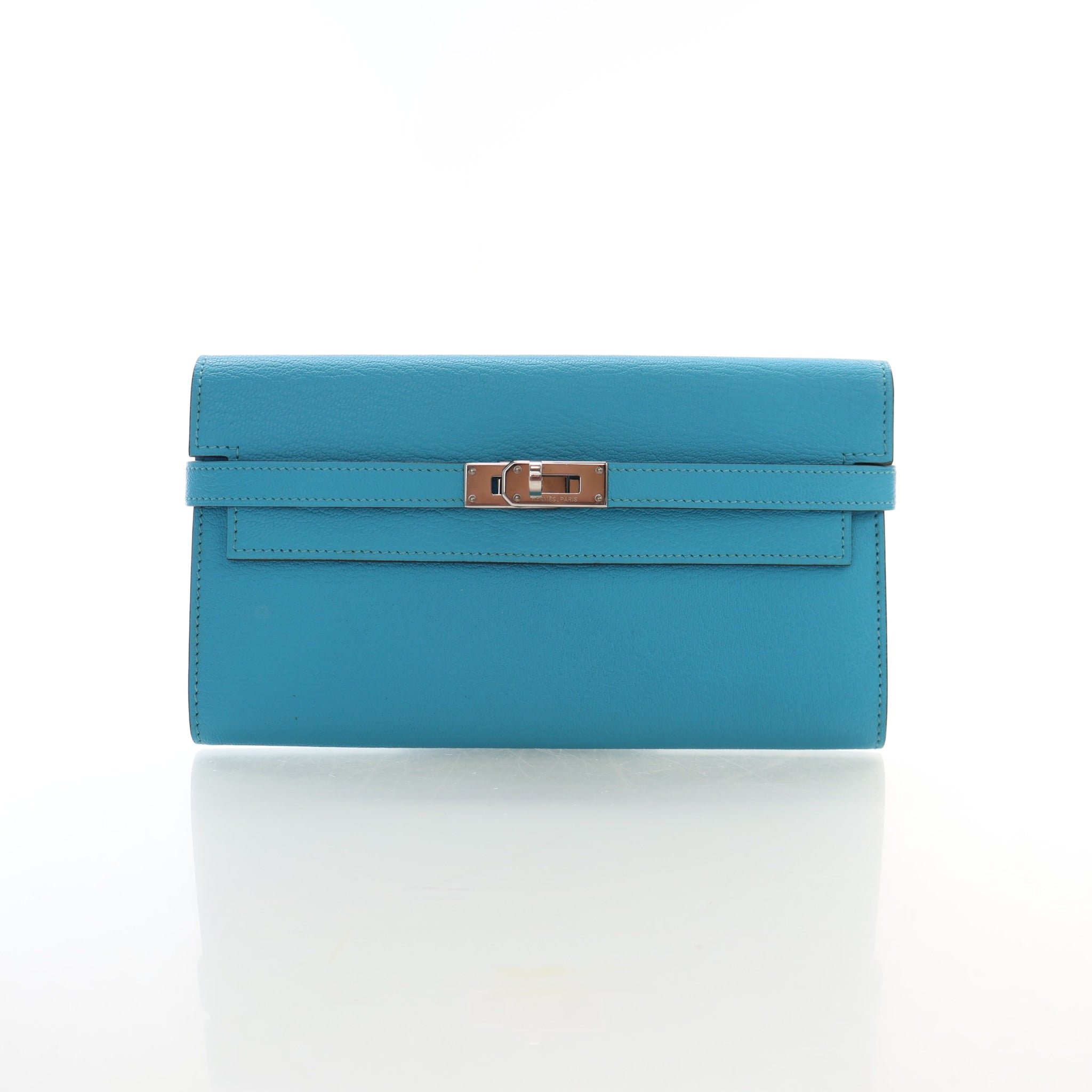 Hermes Bleu Azteque Chevre Mysore Kelly Classic Lounge Wallet