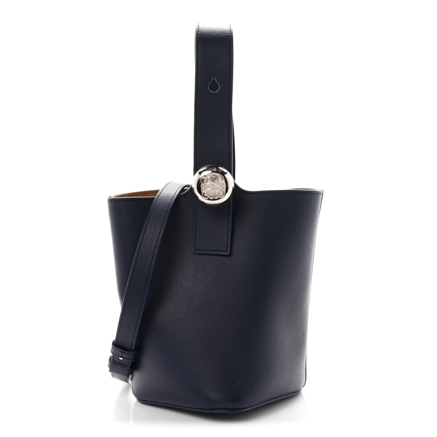 Loewe Soft Grained Calfskin Mini Pebble Bucket Bag Navy