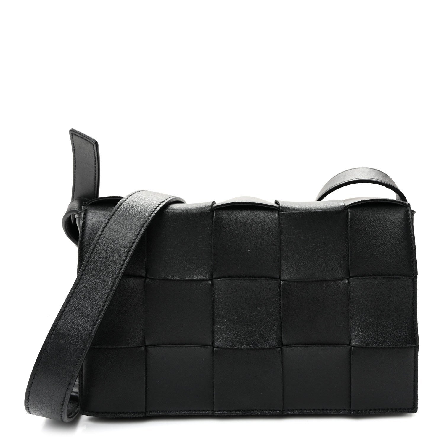 Bottega Veneta Lambskin Maxi Intrecciato Cassette Crossbody Bag Black