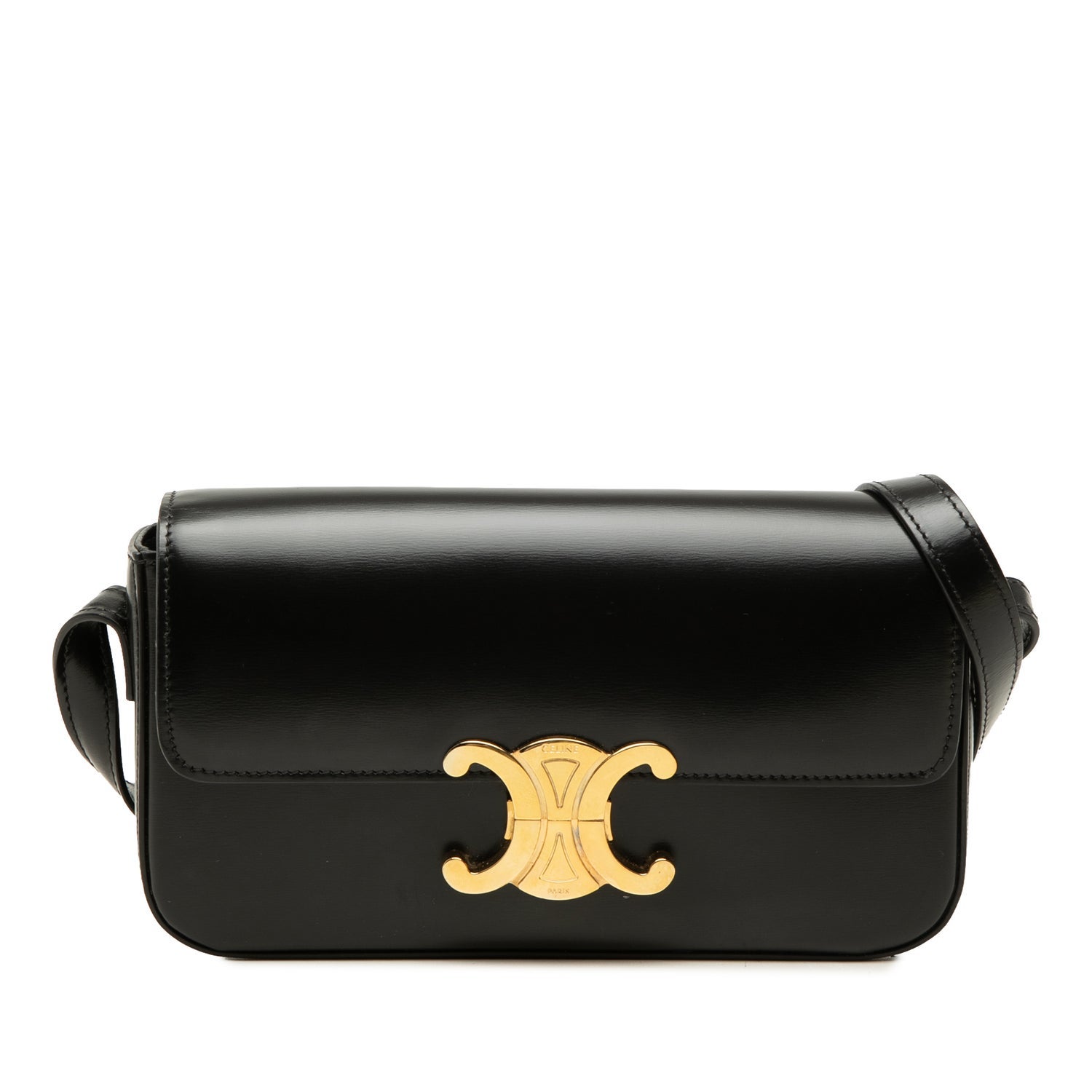 Shiny Calfskin Triomphe Claude Shoulder Bag
