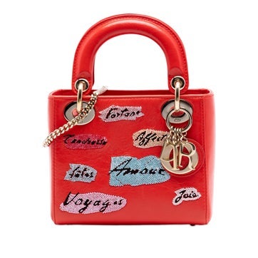 Calf Leather Mini Calfskin Beaded Lady Dior