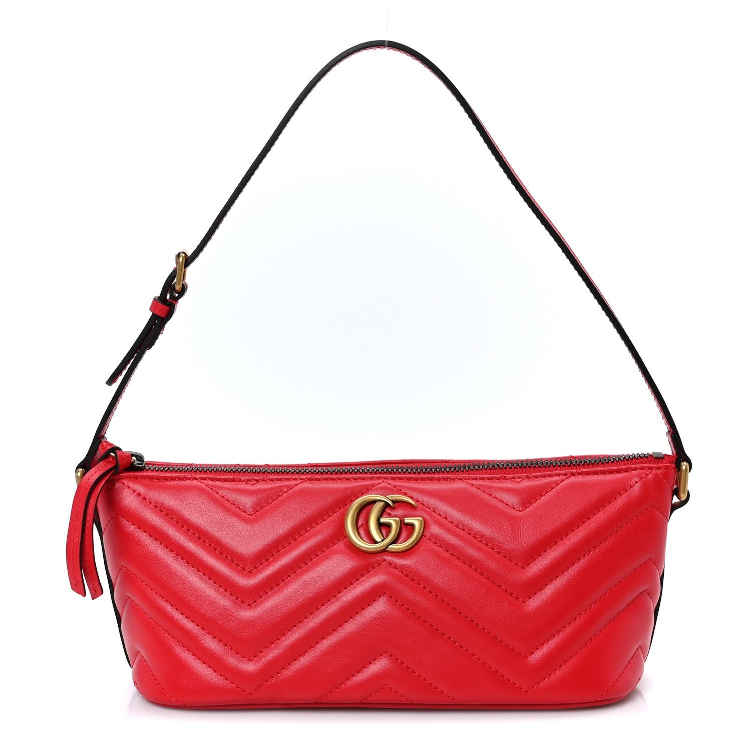 Gucci Calfskin Matelasse Chevron GG Marmont Sling Shoulder Bag Rosso