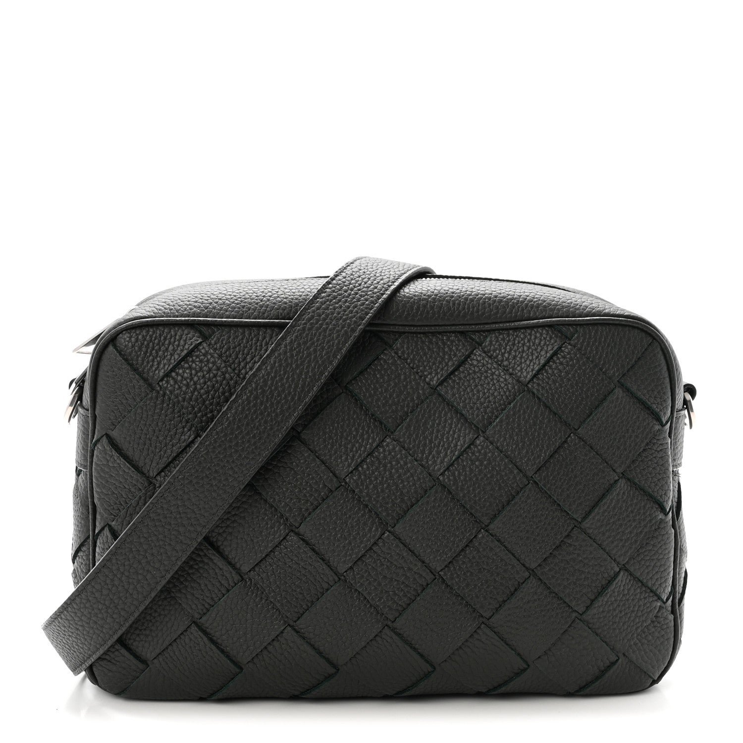 Bottega Veneta Grained Calfskin Intrecciato Medium Camera Bag Dark Green