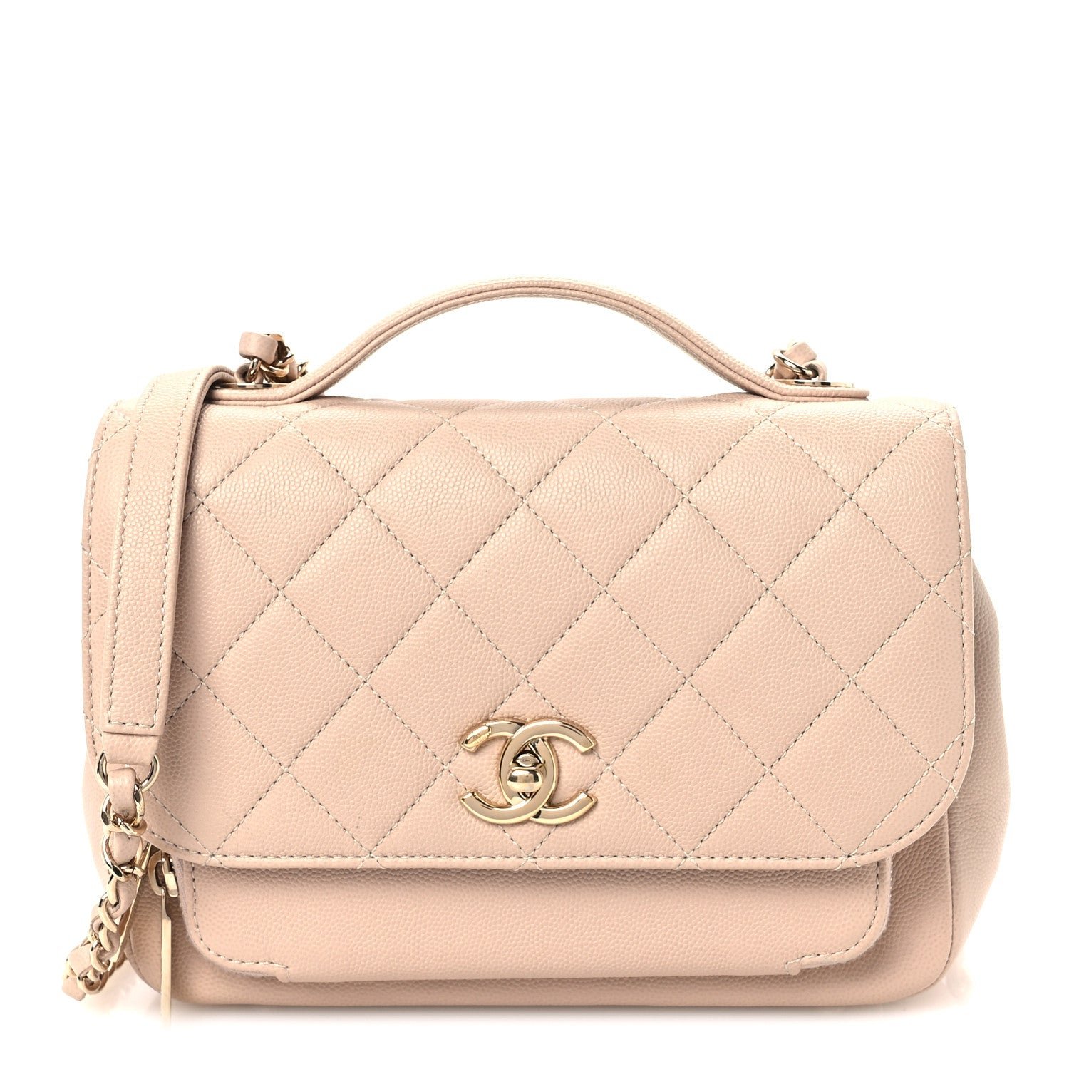 Chanel Caviar Quilted Medium Business Affinity Flap Beige