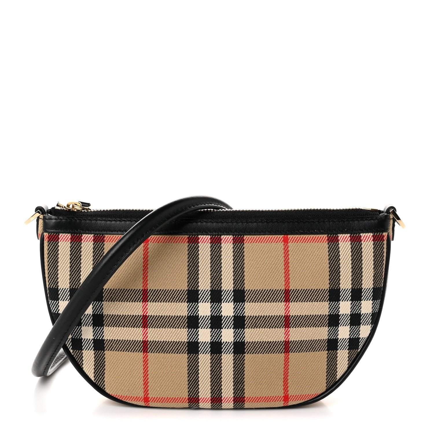 Burberry Vintage Check Calfskin Olympia Slim Pouch Archive Beige