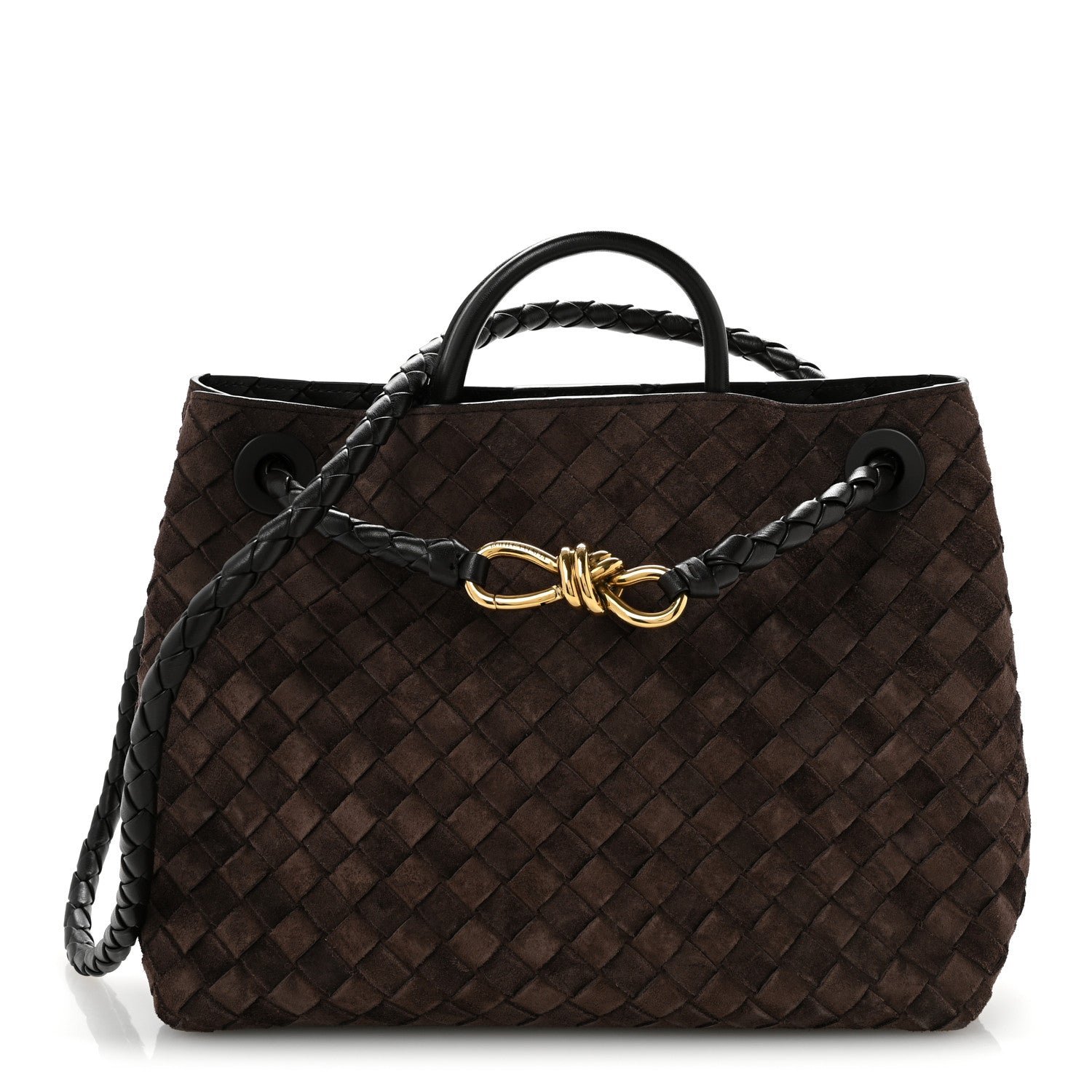Bottega Veneta Suede Intrecciato Medium Andiamo Shoulder Bag Fondant